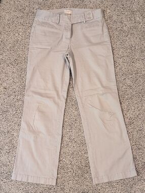 LOFT Light Gray Straight Wide-Leg Pants